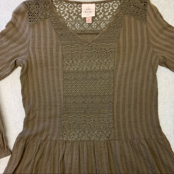 Knox Rose Olive Green Long Sleeve Crochet Blouse - Picture 4 of 16